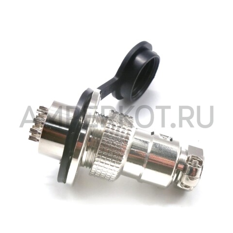 Разъем Разъем GX19M 10 контактов 19 мм (комплект штекер + гнездо с фланцем+крышка), фото 5