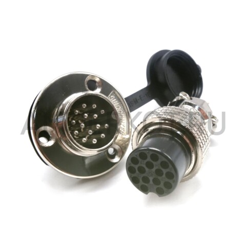 Разъем Разъем GX19M 15 контактов 19 мм (комплект штекер + гнездо с фланцем+крышка), фото 1