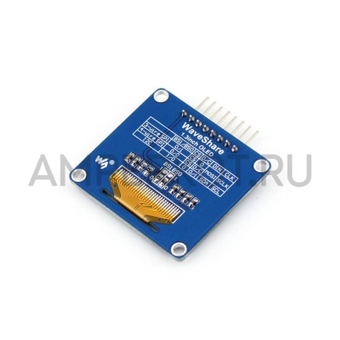 1.3” OLED дисплей Waveshare (A) 128x64 SPI/I2C SH1106 голубой угловой разъем, фото 3