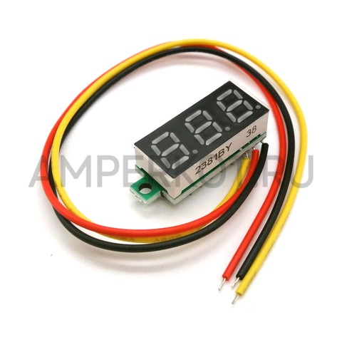 Миниатюрный цифровой вольтметр постоянного тока DC 0-100V (цвет: желтый), фото 1