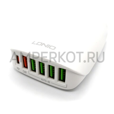Зарядное устройство LDNIO A6573C 5*USB Type-A/1*Type-C QC3.0/PD 65W, фото 2