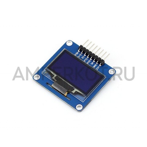 1.3” OLED дисплей Waveshare (A) 128x64 SPI/I2C SH1106 голубой угловой разъем, фото 1