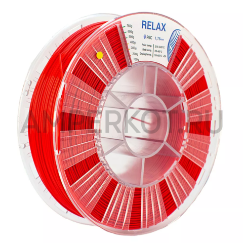 Пластик для 3D-принтера REC PETG (RELAX) 1.75мм Красный (RAL 3028) 750г, фото 1