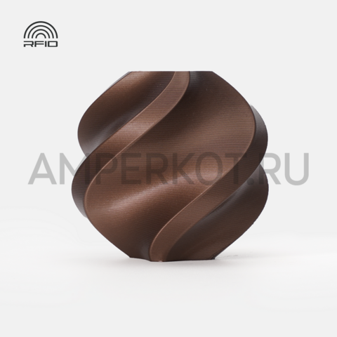 Bambu PLA Metal пластик (RFID) для 3D принтера 1.75 мм 1 кг с катушкой (Copper Brown 13800), фото 1