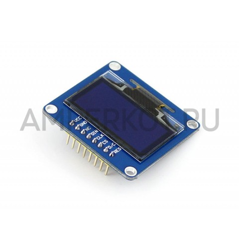 1.3” OLED дисплей Waveshare (B) 128x64 SPI/I2C SH1106 голубой прямой разъем (вертикальный), фото 1