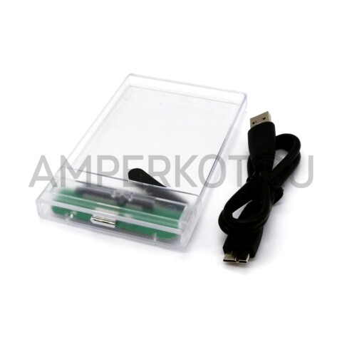 Корпус для внешнего 2.5” HDD/SSD USB3.0 MicroUSB-B Прозрачный, фото 1