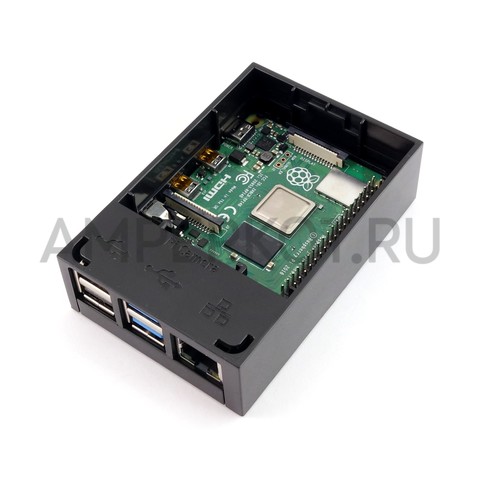 Пластиковый корпус для Raspberry Pi 4 ASM-1900136-21 черный, фото 7