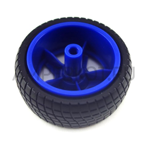 Колесо для робота синее на резиновой шине, фото 3