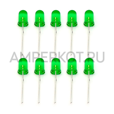 LED Светодиоды зеленые 5мм (10 шт.), фото 1