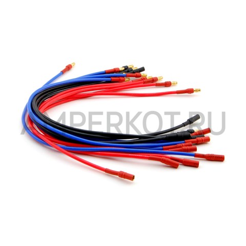 Удлинительный силиконовый провод, красный, 370-410мм, 18AWG (3.5мм  банан), фото 3