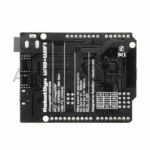 Плата RobotDyn Uno R3 (Arduino-совместимая) на чипе WiFi ESP8266 c 32Mb памяти, фото 4