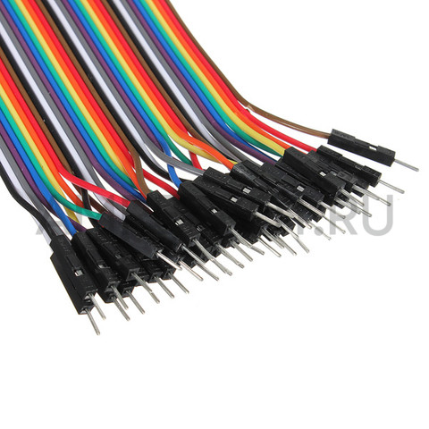 Соединительные провода Dupont (Папа-мама) 40шт разноцветные 20 см, фото 2