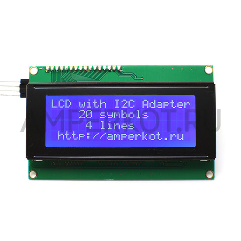 LCD дисплей 20x4 с I2C переходником, синяя подсветка, фото 1
