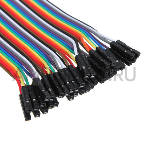 Соединительные провода Dupont (Папа-мама) 40шт разноцветные 30 см, фото 4