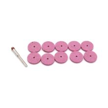 Шлифовальный круг для дрели или гравера розовый 10 штук + держатель 3 мм