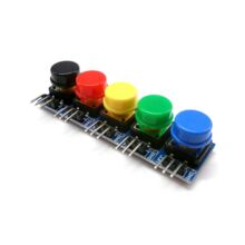 Набор модулей тактовых кнопок с цветными колпачками (Синий, Желтый Зеленый, Черный и Красный) 5 шт