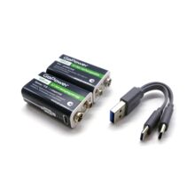 Li-ion аккумулятор GoPower BOX2 “Крона” 9V 500 мАч Type-C 2 штуки