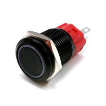 16 мм антивандальная кнопка без фиксации с синей подсветкой 12-24V NO/NC