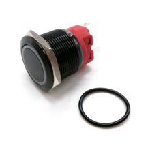 22 мм антивандальная кнопка без фиксации с зеленой подсветкой 12-24V NO/NC