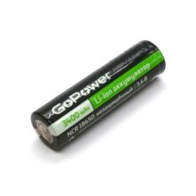 Аккумулятор Li-ion GoPower NCR18650 (Panasonic NCR18650B) 3.6V 3400mAh без защиты с плоским контактом