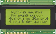Знакосинтезирующий LCD дисплей MT-20S4A-2YLG