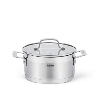 5387 FISSMAN Кастрюля FOBUS 20x10см / 3,0л со стеклянной крышкой (нерж.сталь)