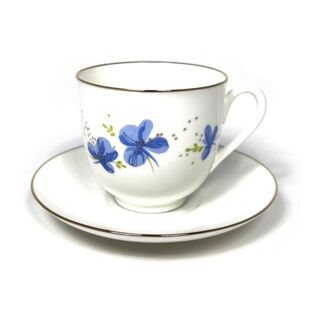 Чашка кофейная с блюдцем форма Ландыш  рисунок Голубые цветы, Императорский фарфоровый завод