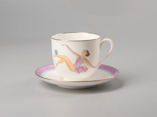 Кофейная пара Императорский фарфоровый завод форма Ландыш рисунок Мяч