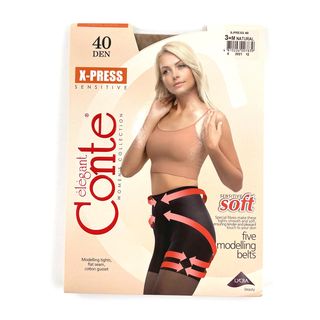 Колготки Conte X-Press с сильной коррекцией "7 зон" и эффектом push-up 40 den, цвет natural, размер 3 (M)