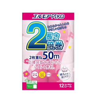 162631 "Kami Shodji" "ELLEMOI" "Piko" Ароматизированная двухслойная туалетная бумага 50м (12 рулонов) 1/6