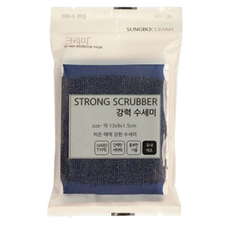 Губка Sungbo Cleamy Strong Scrubber для мытья кастрюль, сковород и чистки овощей со стальной металлической нитью (особо жёсткая) (13 х 9 х 1,5 см) х 1 шт