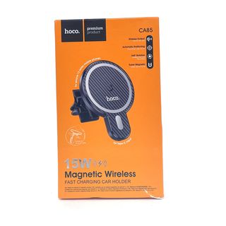 Держатель в авто с БЗУ HOCO CA85 Ultra-Fast магнитный, в воздуховод, 15W (черный)