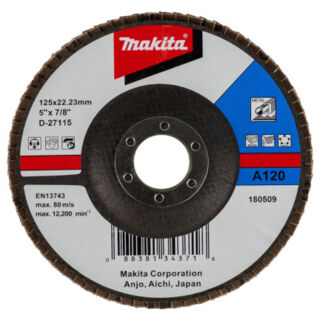 Диск шлифовальный лепестковый Makita  А120, 125мм, стекловолокно, угловой