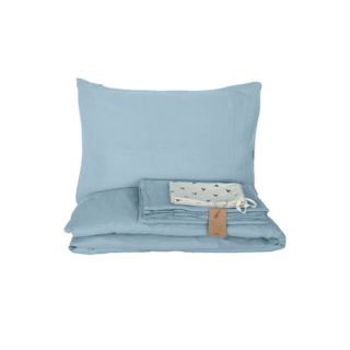 Муслиновое постельное белье LUKNO полутороспальное, лед на лужах, 3 предмета