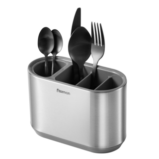 17085 FISSMAN Подставка для кухонных аксессуаров 18x12x9см (нерж.сталь+пластик)