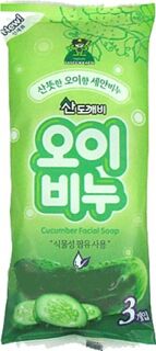 005979 "Sandokkaebi"  Косметическое туалетное мыло для лица на основе плодов масличной пальмы с ароматом огурца, 80 г х 3 шт. 1/30