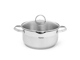 5208 FISSMAN Кастрюля CALLISTO 24x11,5см / 5л со стеклянной крышкой (нерж.сталь)