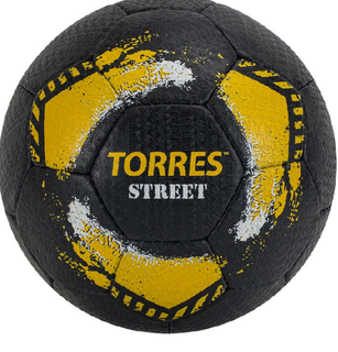 Мяч футбольный TORRES Street р.5, 32 пан.. рез., 4 подкл. слоя, руч. сшив., чер-желтый