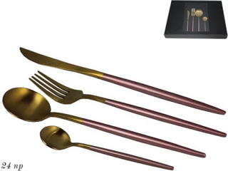 Набор столовых приборов Lenardi VIVID, 24 предмета, пудра, в подарочной упаковке, арт. 197-006