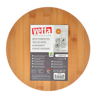 Доска разделочная VETTA Гринвуд, круглая, бамбук, 26х0,9 см