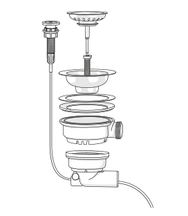 Клапан-автомат для  Manhattan 40D, 45D (без крепеж, инструкции + сифон) хром/пластик