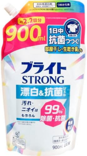 361909 LION Bright Strong Кислородный гель-отбеливатель для стойких загрязнений, с антибактериальным эффектом, сменная упаковка с крышкой 900мл. 1/12