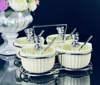 Набор из 4 баночек для специй, Lenardi, 150 мл, в подарочной упаковке, фарфор, арт.106-324