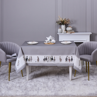 СКАТЕРТЬ "FAMILY FARM" 160Х220СМ , 100% ХЛОПОК, СЕРЫЙ, ТВИЛ, ПРОПИТКА