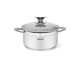 5493 FISSMAN Кастрюля ELEGANCE 24x12,5см / 5,6л со стеклянной крышкой (нерж.сталь)