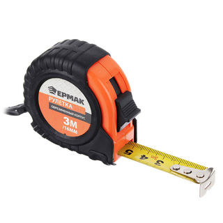 Рулетка ЕРМАК с обрезиненным корпусом, 3м х 16мм