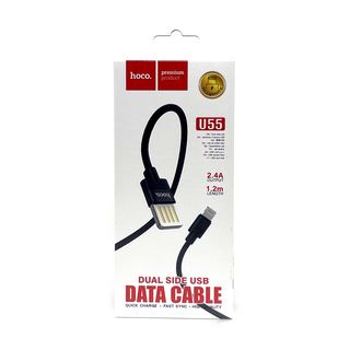 USB кабель HOCO U55 Outstanding Lightning 8-pin, 1.2м, 2.4A, нейлон (черный)