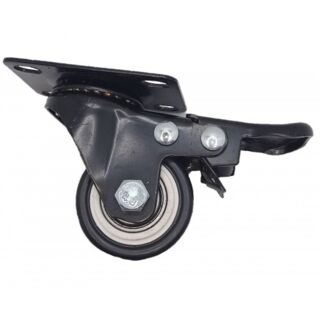 Колесо для тележек и мебели 50мм с тормозом черная TPR резина с подшипником 4054050 /SCBR 25 BR