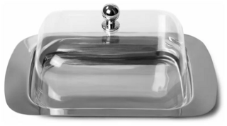 5871 FISSMAN Маслёнка с пластиковой крышкой 18х12х7см (нерж.сталь)