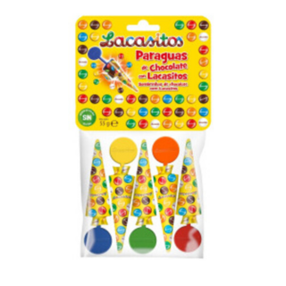 Набор зонтики с драже из молочного шоколада в сахарной глазури LACASITOS PARASOLES, 5*11 гр